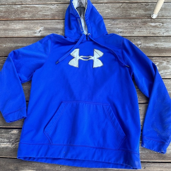 Under Armour Blue Hoodie with Gray Logo - Picture 1 of 8